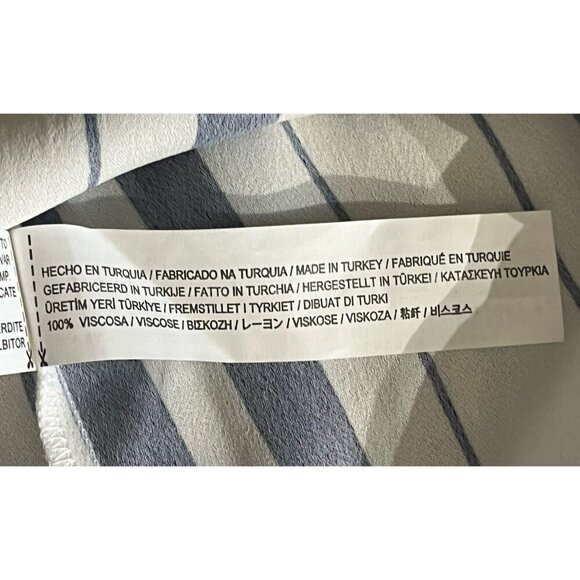 New ZARA White & Navy Blue Stripes High Low V-Neck Tunic Top - Picture 7 of 10